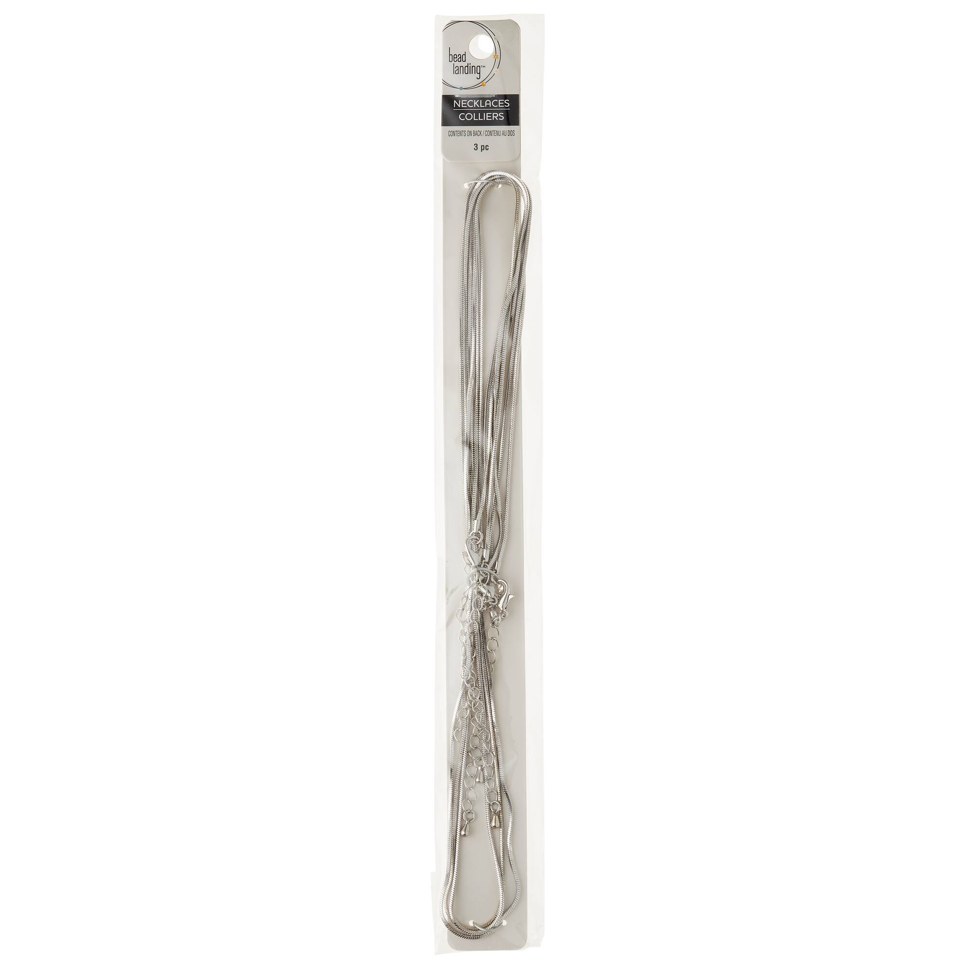 12 Packs: 3 ct. (36 total) 30" Rhodium Snake Chain Necklaces by Bead Landing™